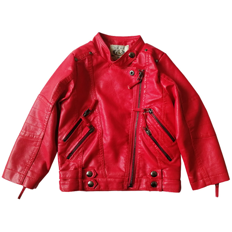 Streetwear Brand Red Logo - Meisjes Kerst Rode Motorfiets Pu Leren
