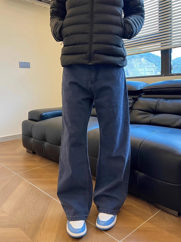 Streetwear Brand Denim - Cleanfit Franse Werkblauwe Heren Herfst-Winter Straight